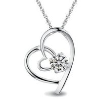 Free Shipping,Zircon CZ Pendant Necklace,Platinum Plated Necklace Flying Heart Necklace.GNP002