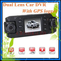Registrador do carro DVR com GPS e ângulo largo da lente dupla com GPS, lente dupla do ângulo de 140 graus de largura, transporte livre, X8000