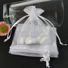 Free Shipping 50 Pieces a Lot  White 3″ x 3.5″ 7cm x 9cm Strong Sheer Organza Pouch Wedding Favor Jewelry Gift Candy Bag