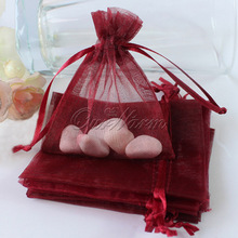 Free Shipping New 50 Pieces Dark Red / Crimson 3″x3.5″ 7cm x 9cm Strong Sheer Organza Pouch Wedding Favor Jewelry Gift Candy Bag