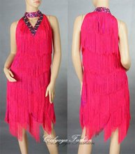 Pure Color Ladies Cocktail Club Latin Dance Party ManualAsymmetric Fringe V Neck Latin Dance exercise Personality