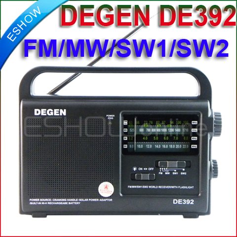 DEGEN DE392 FM TV MW SW Crank Dynamo Solar Emergency Radio A0799A World Receiver