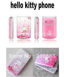 W999 CUTE UNLOCKED HELLO KITTY FLIP MOBILE PHONE CAMERA MP4 TV RUSSIAN KEYBOARD(China (Mainland))
