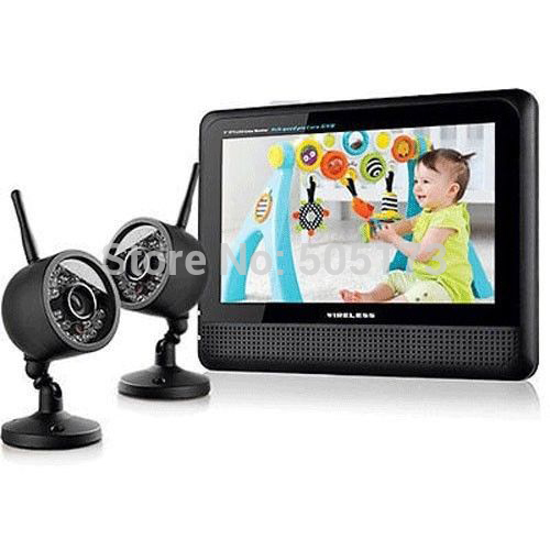 Free Shipping by DHLwireless baby monitor and wireless DVR wireless camera 2CH-QUAD 7" TFT LCD Monitor Digital Wireless Kit(China (Mainland))