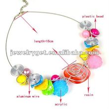 handmade imitation stone jewelry necklaces aluminium beaded colorful necklace NL 1816