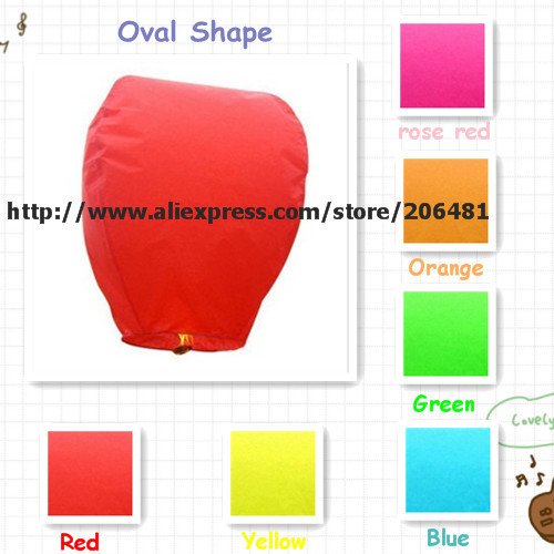 Promotion 20 pcs/Lot Oval shape Pure Color Flying Sky Lanterns For Wedding Free shipping (can mix colors)(China (Mainland))