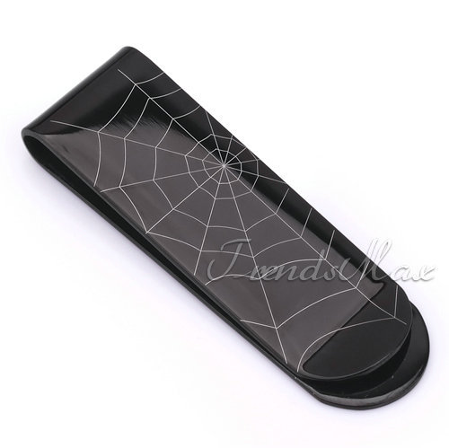 Trendsmax Fashion Jewelry Wholesale Black Spider MENS Boys Cash Holder Stainless Steel MONEY CLIP Mens Gifts