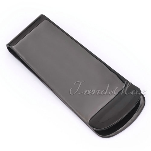 High Quality Black Silver 16 23mm Wide Style MENS Boys Cash Holder Stainless Steel MONEY CLIP