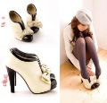 Free Shipping + NEW Fashion Sexy Women PU all Size 4-10 Beige Bow high Heel Shoes Pump Platforms Ankle Boots