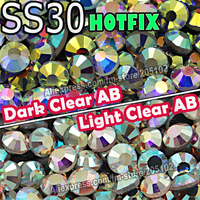 SS30 6.4-6.6mm,288pcs/Bag AB Clear white Crystal DMC HotFix FlatBack Rhinestones,DIY ironon garment Hot Fix crystal stones