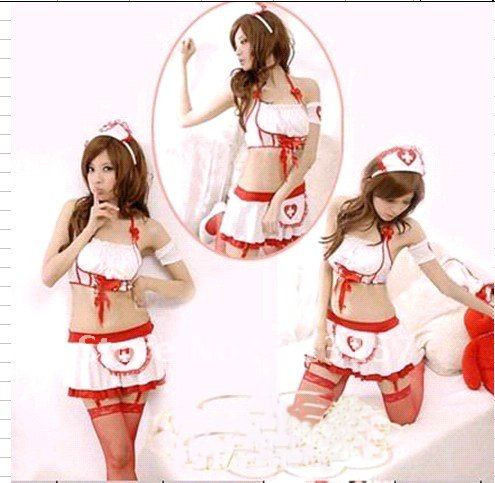 Free shipping! ML5064 Cosplay Nurse Costume Nightclubs performance Sexy underwear Exotic Apparel( Cap+Coat+Armband+Skirt)(China (Mainland))