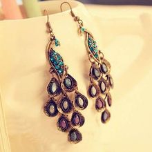 Min.order is $10 (mix order) Fashion retro beautiful blue peacock earrings jewelry wholesale free shipping