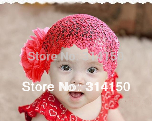 41 New baby headbands lace 282 pink lace headbands toddlers hair ornaments with big flowers baby   