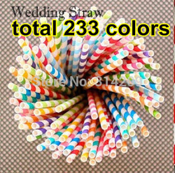 Promotion! Wholesale 300pcs Colorful Paper Straws, 22 Colors Striped & Polka Dot Paper Drinking Straws, Party/Wedding Decorate(China (Mainland))