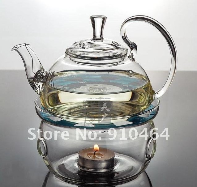 Glass Teapot 600ml tea sets teapot 2 Double wall glass coffe tea Cup 1 Warmer 1small