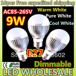 Free shipping 10pcs Dimmable Bubble Ball Bulb 9W 12W 15W E14 E27 B22 GU10 High power Globe light LED Light Bulbs Lamp Lighting(China (Mainland))
