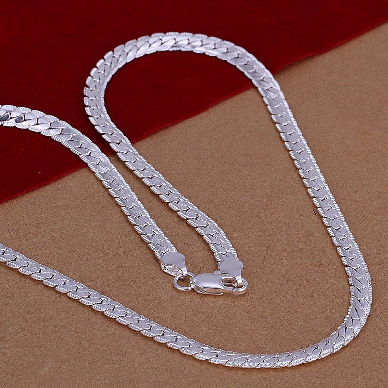 Hot Sale Free Shipping 925 Silver Necklaces Pendants Fashion Sterling Silver Jewelry 5m 20inch Sideways Necklace