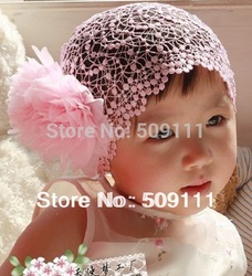 Pink and red Color Flower Headband Baby Girls Elastic Hairband Hair Accessories Headwear 2pcs HB052(China (Mainland))