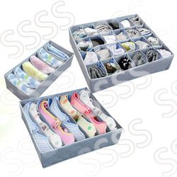 3 pieces one set,3 in 1 foldable box Bamboo Charcoal fibre Storage Box for bra,underwear,necktie,socks organizer box Home basic(China (Mainland))