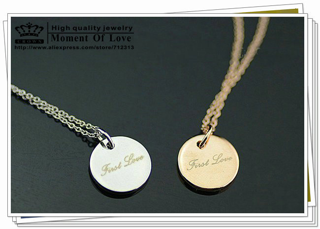 High quality Free shipping NEW ARRIVAL 18K gold plated first love round LOVE necklace silver gold