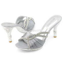 SHOEZY 2014 Womens Satin Rhinestone Open Toes Pumps Platform shoes Prom Dress Mules Heels Shoes Hot