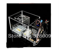 Open-naked CASE transparent desktop case ATX/MATX acrylic horizontal crystal QDIY mini personalized computer empty case pc case(China (Mainland))