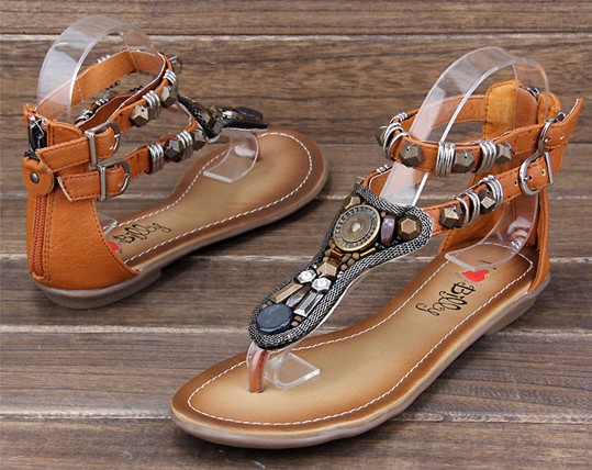 ... sandals genuine leather liner gem women's beaded flat shoes sandals