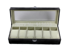 New PU Leather 6 Grid Watch Display Case Box 10 Cells Jewelry Storage Organizer Container Holder