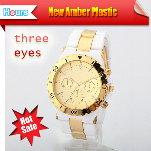 High Quality NK5313 Top Brand Luxury Hours Suitable For Unisex With Amber Plastic Strap 3eyes Design Unique Watches For Women(China (Mainland))