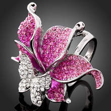 4 Colors Emerald Green Imitation Diamond Ring Butterfly Dragonfly Fashion Rings for Women Red Purple Gold
