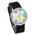 2013 2013 Free Shipping WoMaGe 8835-5 Smile Face Women's Round Case Silicone Strap Watch For Women(Black)