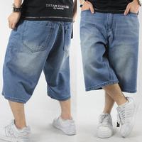 Brand Men Denim Jean Capri Short Famous Designer Fashion Blue Wash Baggy Plus Size 46 Hip Hop Hip-Hop HipHop Man Pants