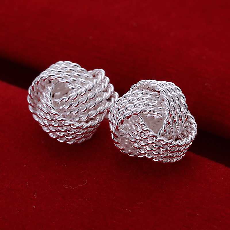 Simple Stainless 925 Silver Fashion Style Fashion Tennis Earrings Jewellery mens 2013 Wholesale Free shipping SMTE013