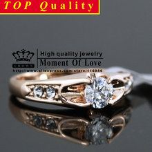 FREE SHIPPING 1PCS 18K Real Rose Gold Plated italina Mounting 0.5 ct Zirconia Diamond fashion Jewelry ring Retail&wholesale