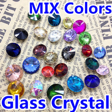 100pcs/lot MIXED COLOR Rivoli Crystal 8MM 10MM 12MM 14mm 16mm 18mm Chinese Top Quality Round Fancy Stone Crystal Rivoli Beads