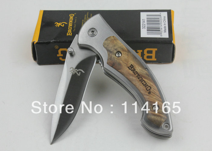 Small Sized Version OEM Browning 337 Outdoor Knife Wood Handle Pocket Folding knife Free shipping