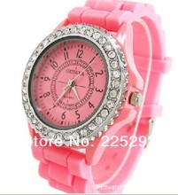 Free Shipping 2013 new Hot Selling 10pcs lot wholesale Geneva Watches 100 Silicone Strap Jewelry Quartz