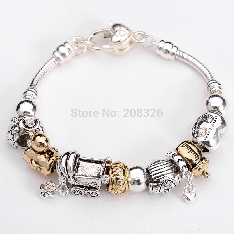 Hot Free Shipping European Beads PAN Bracelet 925 Silver jewelry charm Charmilia bracelet silver Love Heart