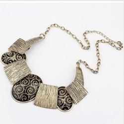 Promotions High quality Bohemia Style Metal pattern black gem pendant choker necklace statement jewelry for women