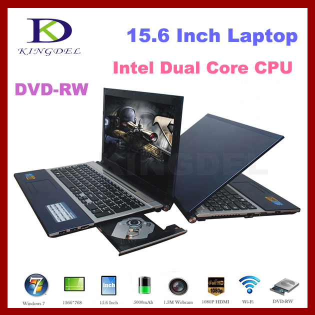 new 15 6 cheap laptop computer with Intel Atom N2600 Dual Core 1 6Ghz 1GB 160GB