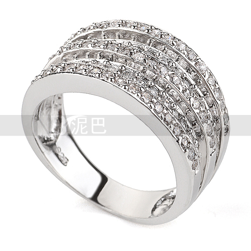Beautiful and Classic and Quality 18K White Gold Plated CZ Diamond Wedding Rings