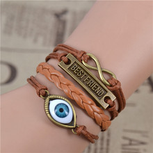2014 Multilayer Braided Bracelets Vintage Owl Harry Potter wings infinity bracelet Multicolor woven leather bracelet Bangle