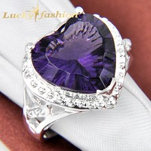 Queen Sparking Gifts Round Shape Natural Purple Zircon  Rings For Women  R0222