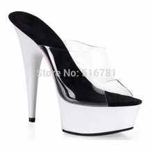 stripper shoes Free postage fees 15cm high-heeled shoes lady platform crystal sandals low price sexy clubbing 6 inch high heels