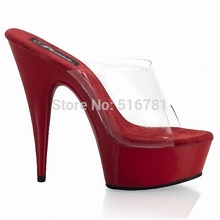 Free Shipping 15Cm Plus Size Sexy Club Party Shoes Patent Platform 6 Inch Transparent High Heel