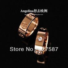 Free shipping Love series 18k rose gold plated Titanium steel spike with imitation diamond Lovers ring