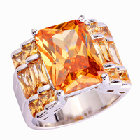 Wholesale Noble Unisex Jewelry Emerald Cut Morganite 925 Silver Ring New Rings Size 7 8 9 10 FOR Women PARTY`S Free Shipping