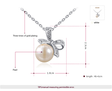 ROXI Brand Pearl Jewelry Big Pearl Pendant Necklace Bowknot Necklace Gold Silver Chain Royal Necklace Women