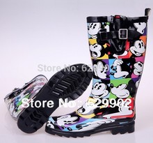 2014 women Mickey cartoon pattern rainboots wellingtons natural rubber rain boots shoes for men galoshoes galoshes