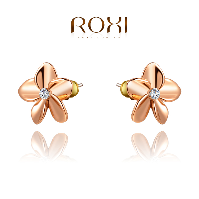 ROXI Brand Free Shipping Star Stud Earrings Fashion Jewelry Rose Gold Silver Color Elegance For Women